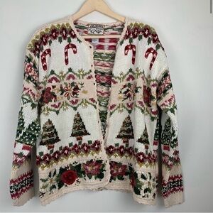 VTG Heirloom Collectibles Raime Blend Christmas Cardigan Sweater Size Large